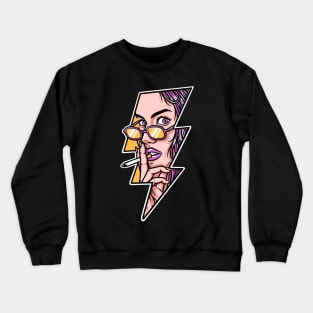 beautiful woman smoking and lightning shape Crewneck Sweatshirt